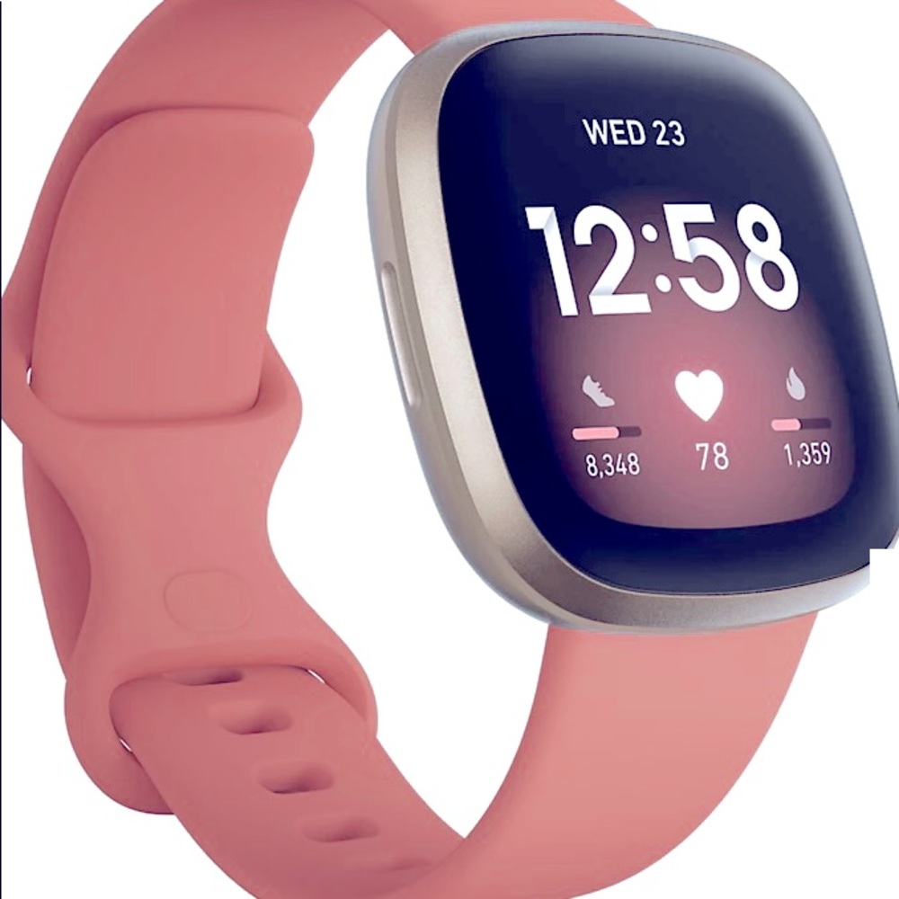 Fitbit -Versa 3 Health and Fitness Smart  Watch Warn Four Times Have Box